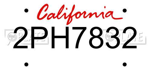 2PH7832 California License Plate