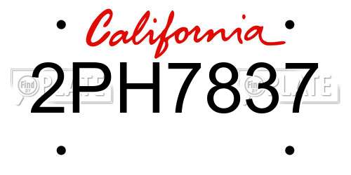 2PH7837 California License Plate