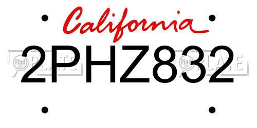 2PHZ832 California License Plate