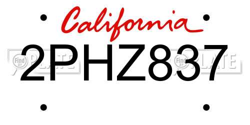 2PHZ837 California License Plate