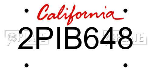 2PIB648 California License Plate