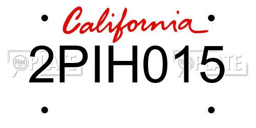 2PIH015 California License Plate