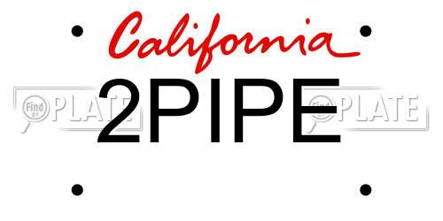 2PIPE California License Plate