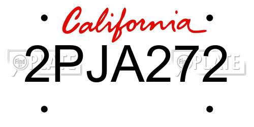2PJA272 California License Plate
