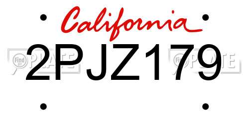 2PJZ179 California License Plate