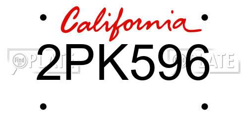 2PK596 California License Plate