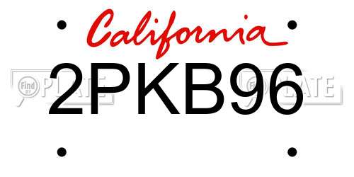 2PKB96 California License Plate