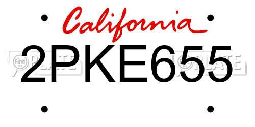 2PKE655 California License Plate