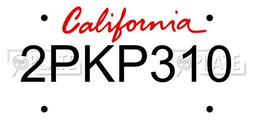 2PKP310 California License Plate