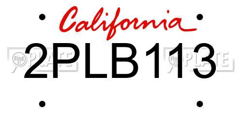 2PLB113 California License Plate
