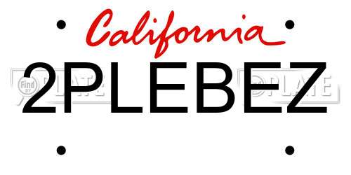 2PLEBEZ California License Plate