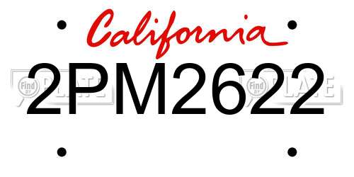 2PM2622 California License Plate