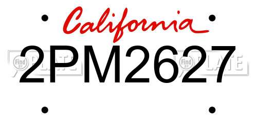 2PM2627 California License Plate