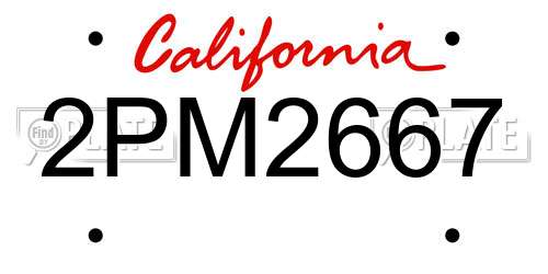 2PM2667 California License Plate