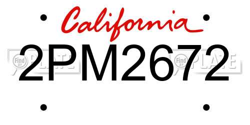2PM2672 California License Plate
