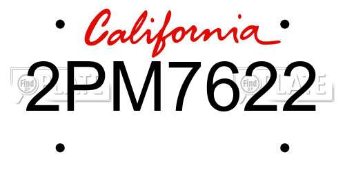 2PM7622 California License Plate