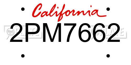 2PM7662 California License Plate