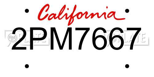 2PM7667 California License Plate