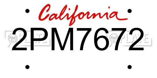 2PM7672 California License Plate