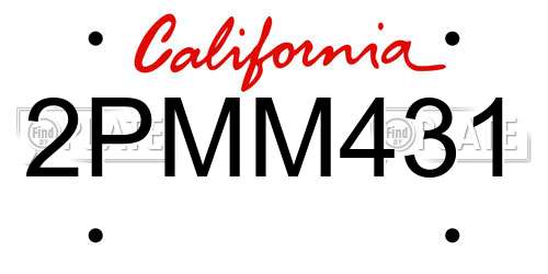 2PMM431 California License Plate