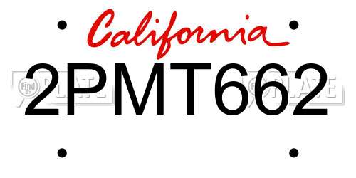 2PMT662 California License Plate