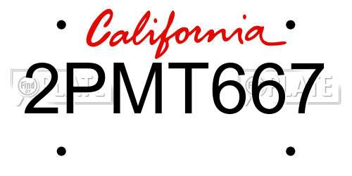 2PMT667 California License Plate