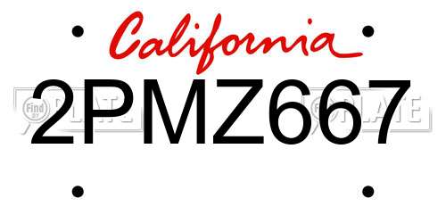 2PMZ667 California License Plate