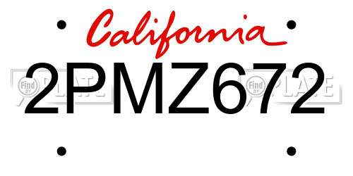 2PMZ672 California License Plate