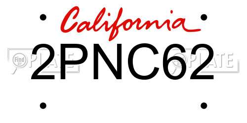 2PNC62 California License Plate