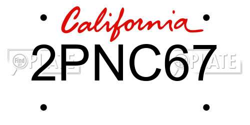 2PNC67 California License Plate