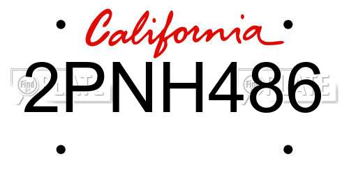 2PNH486 California License Plate