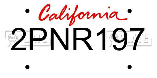 2PNR197 California License Plate