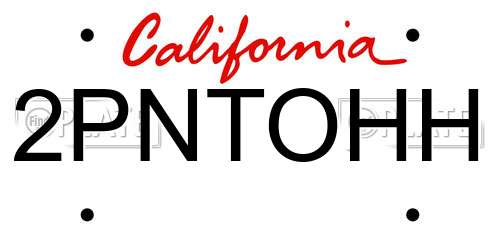 2PNTOHH California License Plate