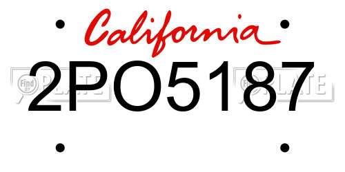 2PO5187 California License Plate
