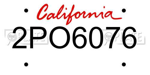 2PO6076 California License Plate