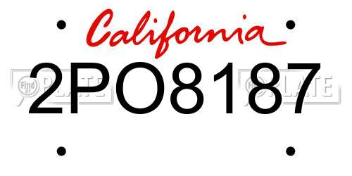 2PO8187 California License Plate
