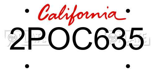 2POC635 California License Plate