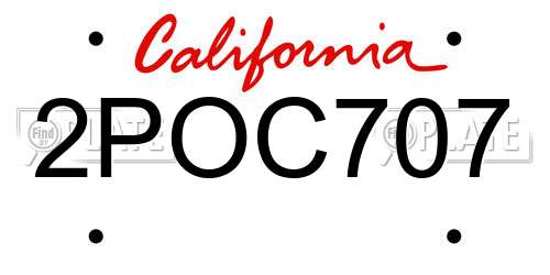 2POC707 California License Plate