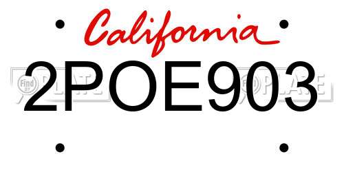 2POE903 California License Plate