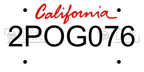 2POG076 California License Plate