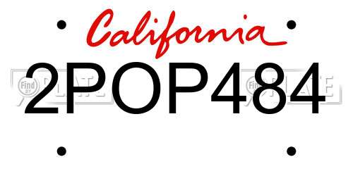 2POP484 California License Plate