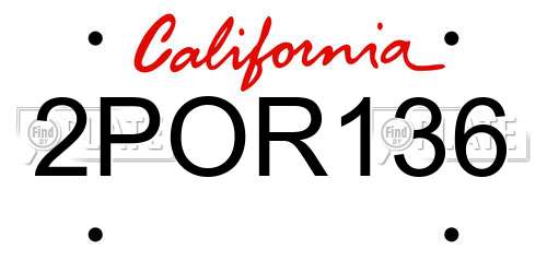 2POR136 California License Plate