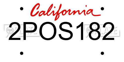 2POS182 California License Plate