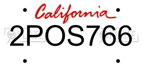 2POS766 California License Plate