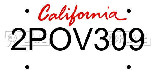 2POV309 California License Plate