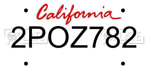 2POZ782 California License Plate