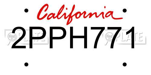 2PPH771 California License Plate