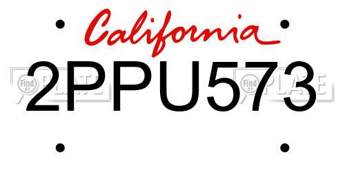 2PPU573 California License Plate