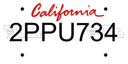 2PPU734 California License Plate