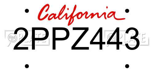 2PPZ443 California License Plate